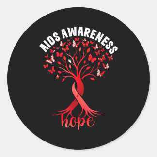 Sticker Rond Aids_hiv Awareness World Aids Day Red Ribbon Hope 
