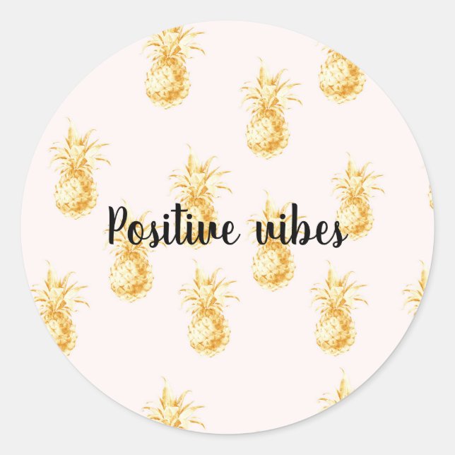 Sticker Rond Aigenilles tropicales Blush Gold (Devant)