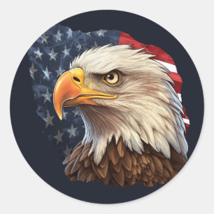Sticker Rond Aigle à drapeau américain