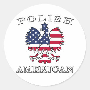 Sticker Rond Aigle à drapeau américain polonais