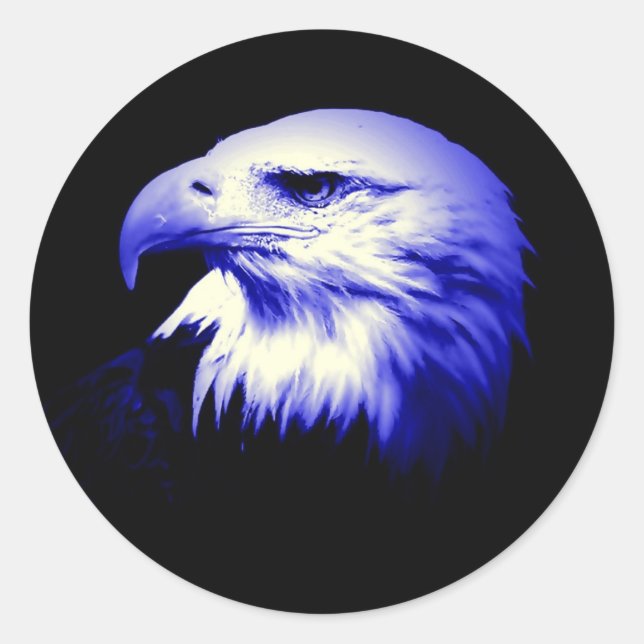 Sticker Rond Aigle à tête bleue (Devant)