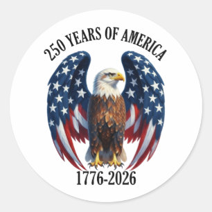 Sticker Rond Aigle Américain Patriotique 250 Ans 1776-2026