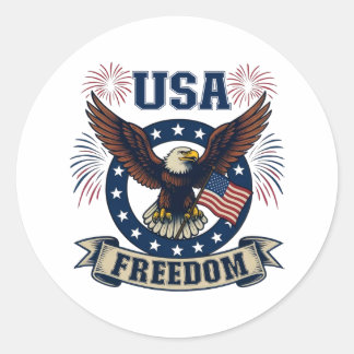 Sticker Rond Aigle américain patriotique USA Liberté