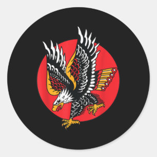 Sticker Rond Aigle Américain Traditionnel Tattoo Enk Old School