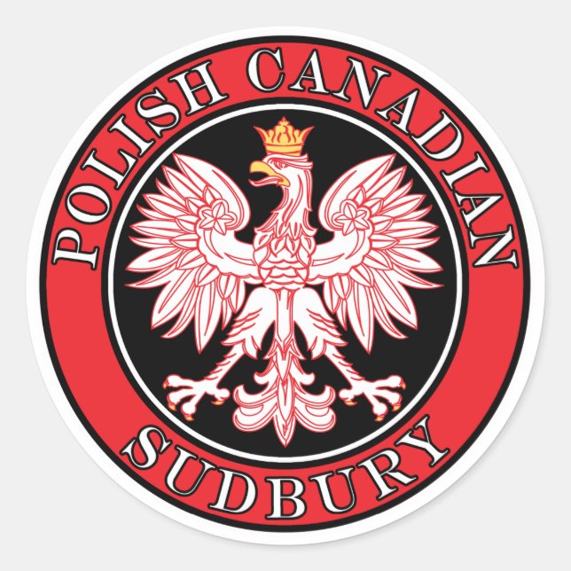 Sticker Rond Aigle canadienne polonaise de Sudbury (Devant)