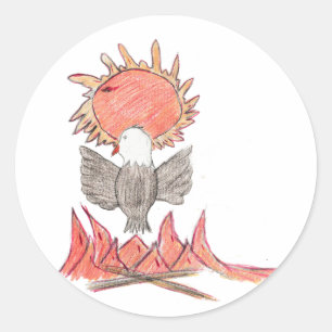 Sticker Rond Aigle de feu