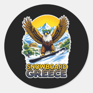 Sticker Rond Aigle De Snowboard En Grèce Pittoresque