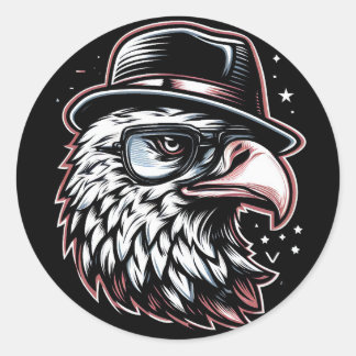 Sticker Rond Aigle drôle