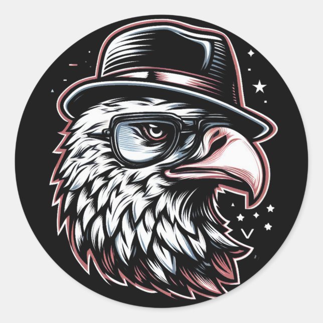 Sticker Rond Aigle drôle (Devant)