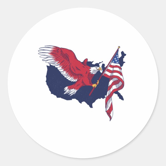 Sticker Rond Aigle du drapeau américain (Devant)