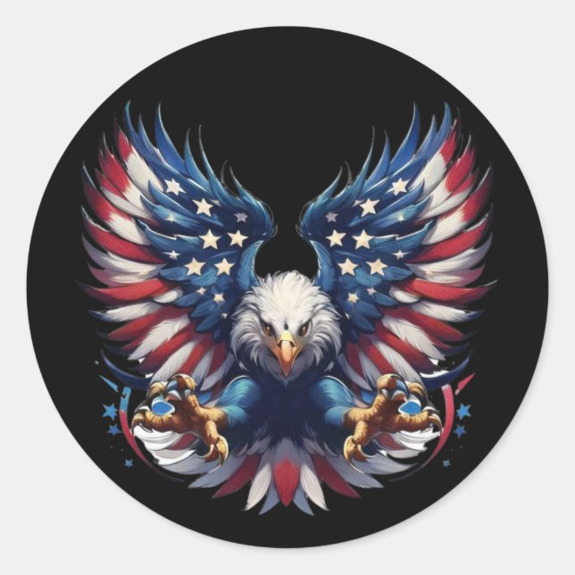 Sticker Rond Aigle du drapeau américain, Clipart de sublimation (Devant)