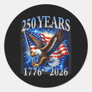 Sticker Rond Aigle et Drapeau 250 Ans 1776-2026 250e Anniversai