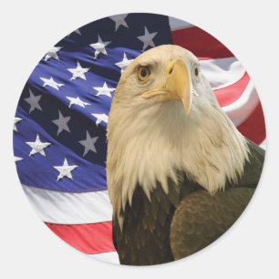 Sticker Rond Aigle et drapeau américains