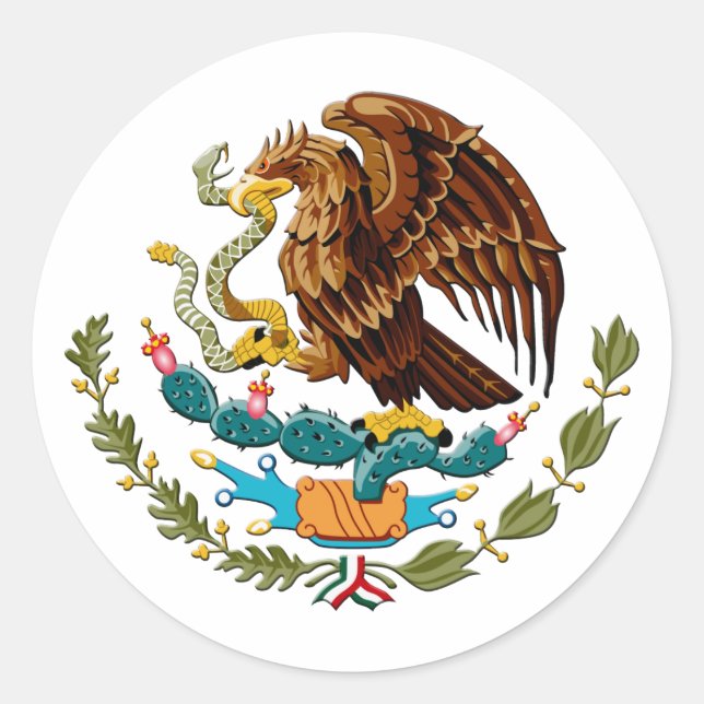 Sticker Rond Aigle et serpent Mexique Emblème pour les Mexicain (Devant)