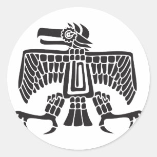 Sticker Rond Aigle, hiéroglyphe mexicain(Maya)