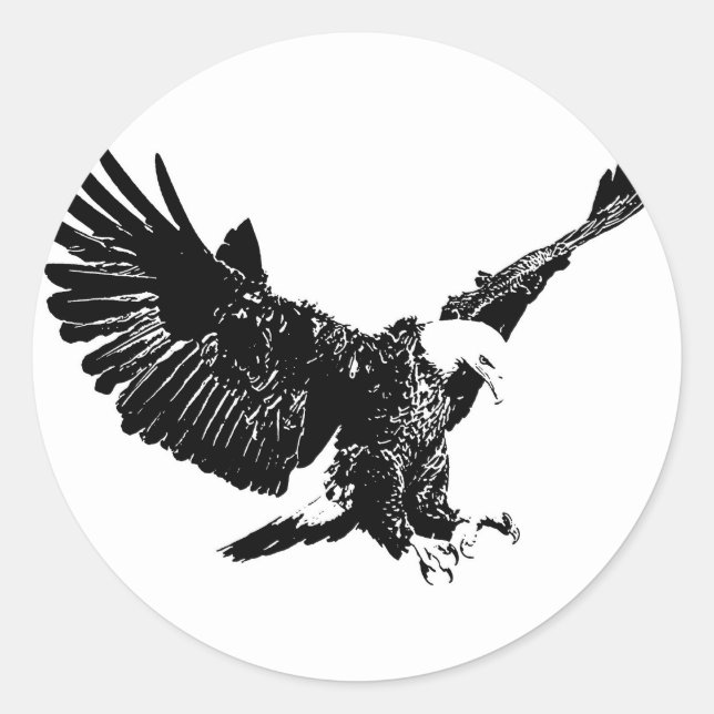Sticker Rond Aigle noir et blanc (Devant)