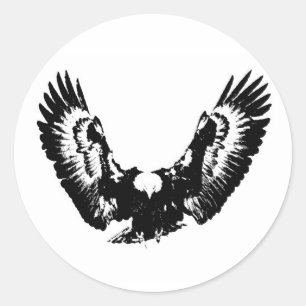 Sticker Rond Aigle noir et blanc