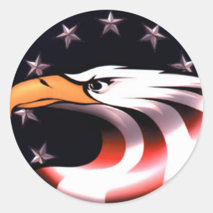 Sticker Rond Aigle patriotique avec étoiles et Stripes