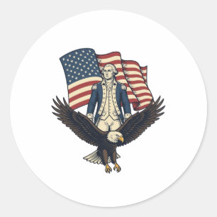 Sticker Rond Aigle Patriotique et Général Colonial Vintage Vect