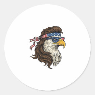 Sticker Rond Aigle patriotique Mullet Gravure vintage vecteur D
