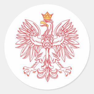 Sticker Rond Aigle Polonais En Rouge