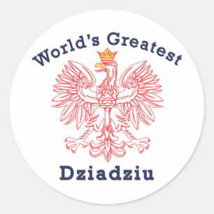 Sticker Rond Aigle rouge Dziadziu le plus grand du monde