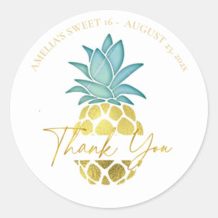 Sticker Rond Aiguille tropicale 16 Merci ID922