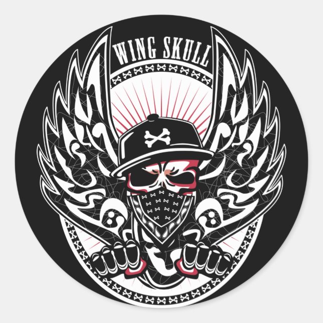 STICKER ROND AILE SKULL-W (Devant)