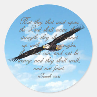 Sticker Rond Ailes comme Aigles, Ésaïe 40:31 Bible chrétienne