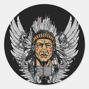 Sticker Rond Ailes de chef indien