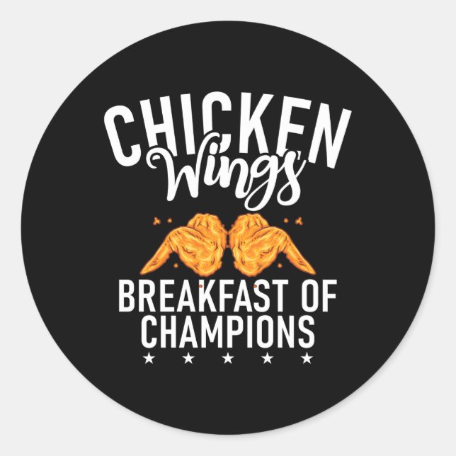 Sticker Rond Ailes De Poulet Petit Déjeuner De Champions Aile D (Devant)