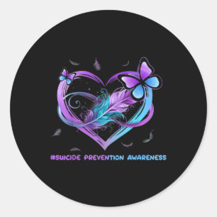 Sticker Rond Ailes de sensibilisation au suicide Ange Ruban, Su