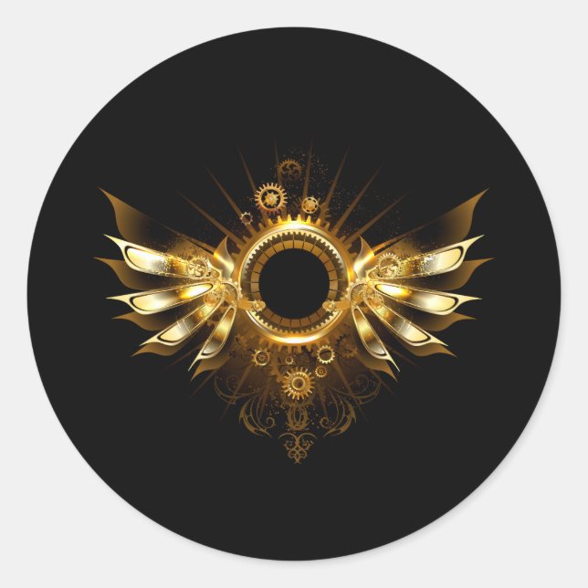 Sticker Rond Ailes de Steampunk (Devant)