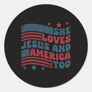 Sticker Rond Aime Jésus Et L'Amérique Trop Patriotique Christia