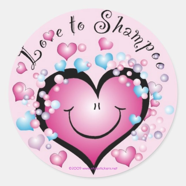 Sticker Rond AIMER au shampooing ©StyleStickers™ (Devant)