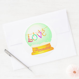 Sticker Rond Aimer la neige globe joli boho coloré
