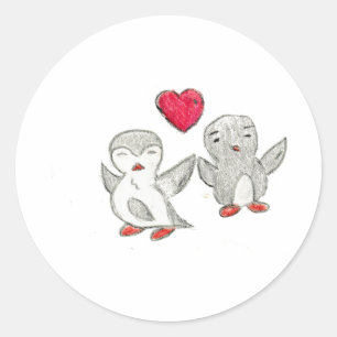 Sticker Rond Aimer les pingouins