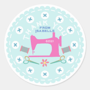 Sticker Rond Aimer Machine à coudre Pastel Blue