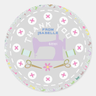 Sticker Rond Aimer Machine à coudre Pastel Grey