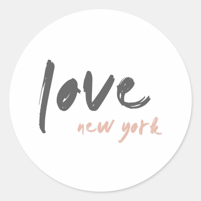 Sticker Rond Aimer New York | NYC USA Moderne Wanderlust Rose (Devant)