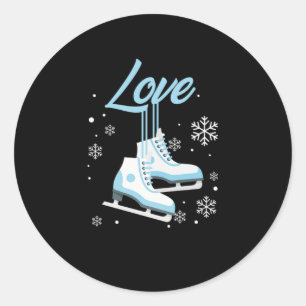 Sticker Rond Aimer Patinage sur glace Sports d'hiver Cadeau