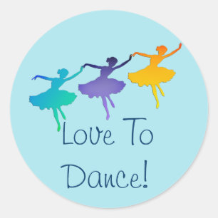 Sticker Rond Aimez Danser ! (Trois Ballerinas)
