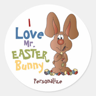 Sticker Rond Aimez M. Bunny Pâques