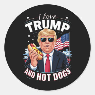Sticker Rond Aimez Trump Et Les Chiens Chauds - Hilarious Conse