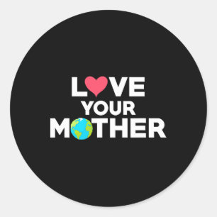 Sticker Rond Aimez votre mère Terre Hipster Hippie écologique
