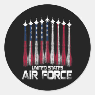 Sticker Rond Air Force Us Veterans American Flag 4 juillet Pa