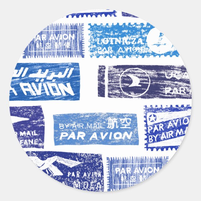 Sticker Rond Air mail / par avion - transparent (Devant)