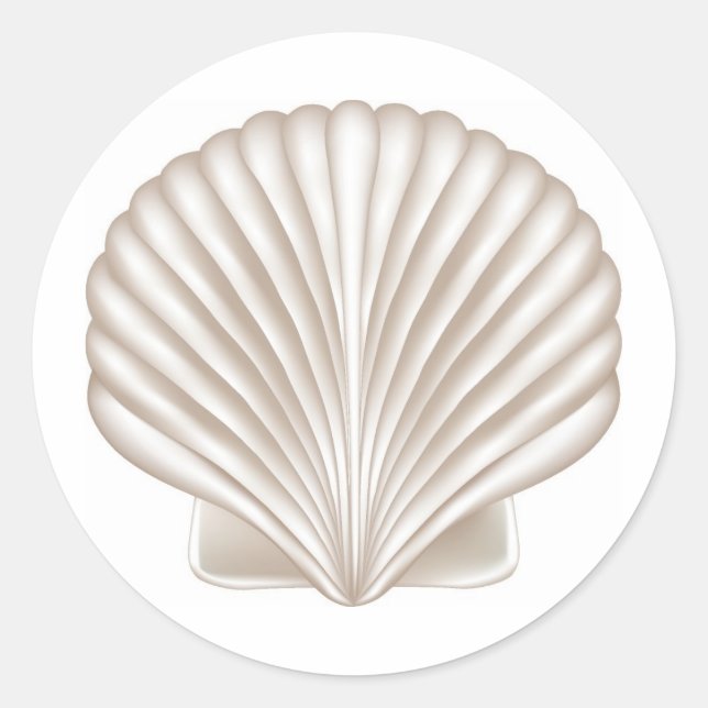 Sticker Rond Airbrush Style Seashell Beach thème de mariage (Devant)
