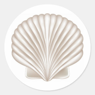 Sticker Rond Airbrush Style Seashell Beach thème de mariage
