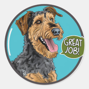 Sticker Rond Airedale Grand Professeur d'emploi